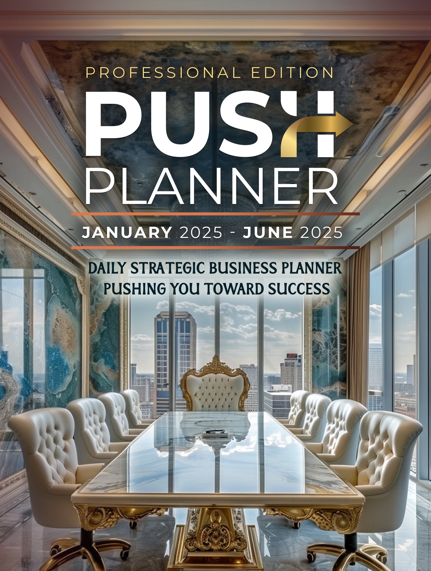 PUSH Planner Jan - Jun 2025, Elegant White Printable/Interactive PDF